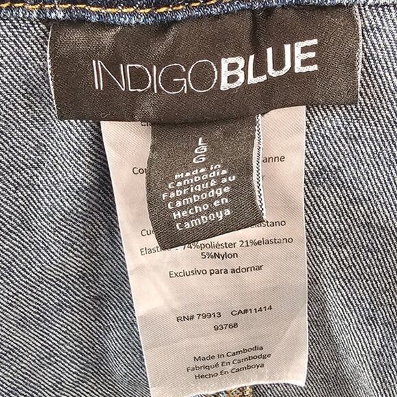 Indigo Blue Distressed Denim Overalls Womens Size Large L - Picture 6 of 8